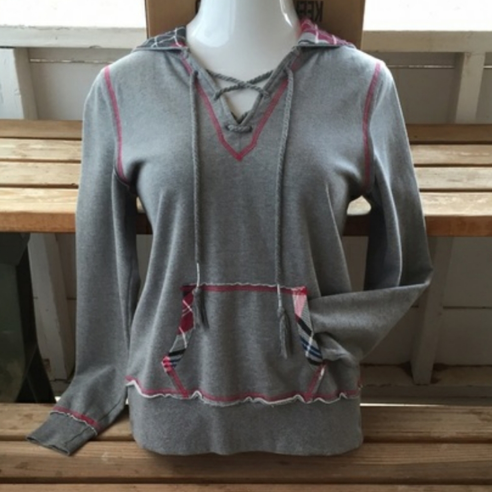 Never worn. Maurices Gray Pullover V Neck Hoodie